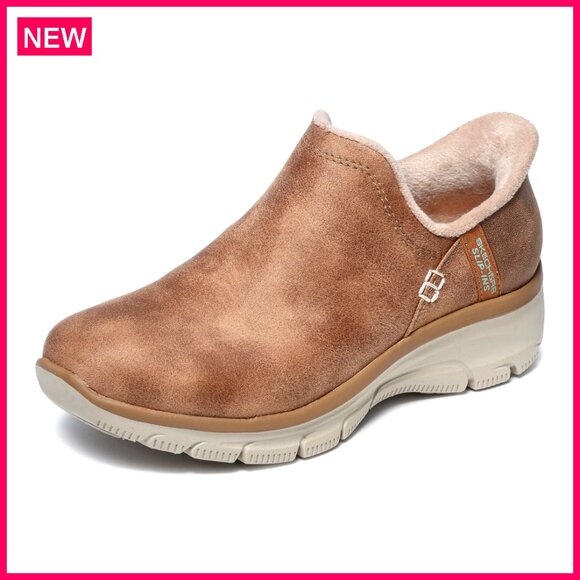 Women's Slip-On Ankle Boots with Memory Foam, Vegan Leather, Faux Fur Lined